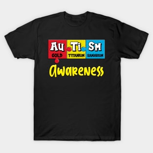 Autism Awareness Puzzle Chemical Periodic Table T-Shirt